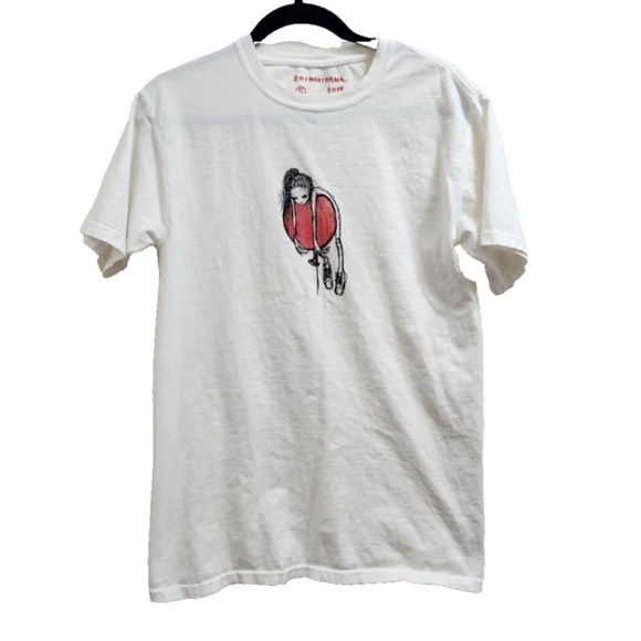 Eri Wakiyama 2019 Graphic T-Shirt Women’s Size S White Cotton Tee Art Print Rare - Picture 2 of 9